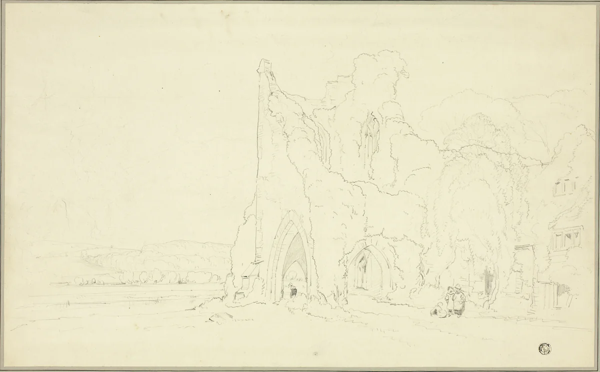 Landscape with Gothic Ruins by Cornelius Varley or David Roberts, drawing, 1800-1899