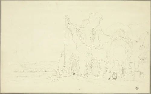 Landscape with Gothic Ruins by Cornelius Varley or David Roberts, drawing, 1800-1899
