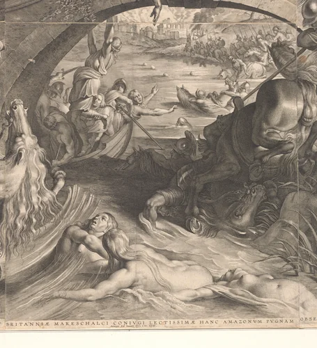 Slag van de Amazonen (detail) by Lucas Vorsterman, print, 1623