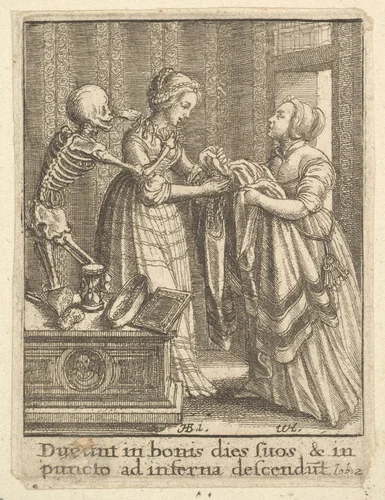 Bride, from the Dance of Death by Wenceslaus Hollar, print, 1651-1800