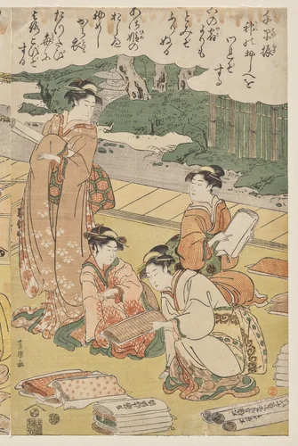 Women Making Clothing by Utagawa Toyokuni, print, 1790-1794