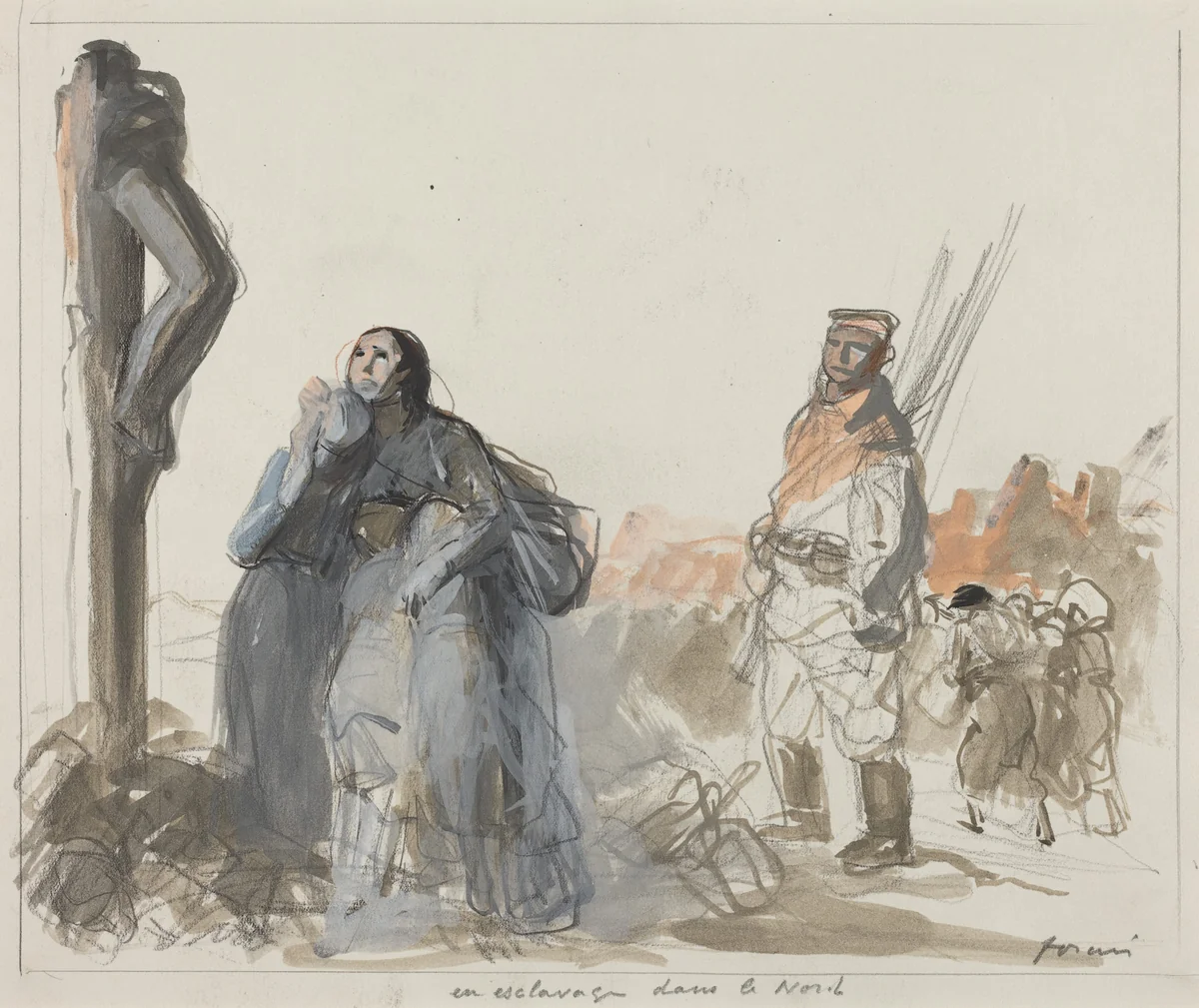 En esclavage dans le Nord by Jean-Louis Forain, drawing, 1914-1919