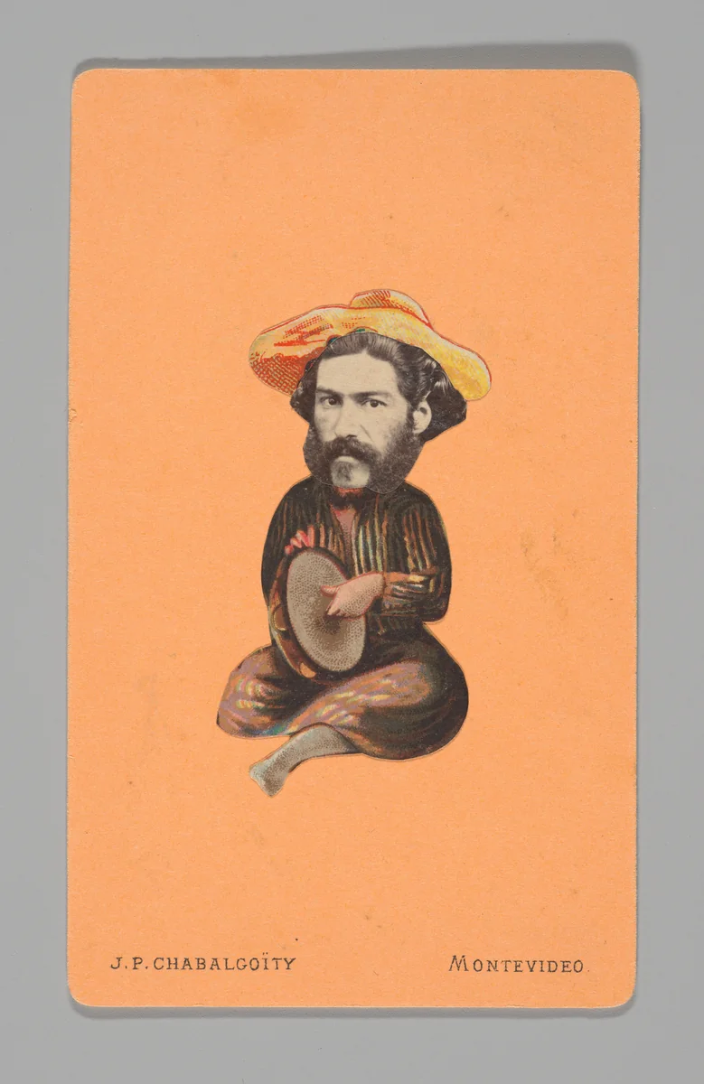 [Photo Collage: Man Playing Cymbals] by Juan Pedro Chabalgoity, photograph, 1870-1880