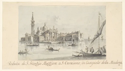 The Island of San Giorgio Maggiore by Giacomo Guardi, drawing, 1801-1831