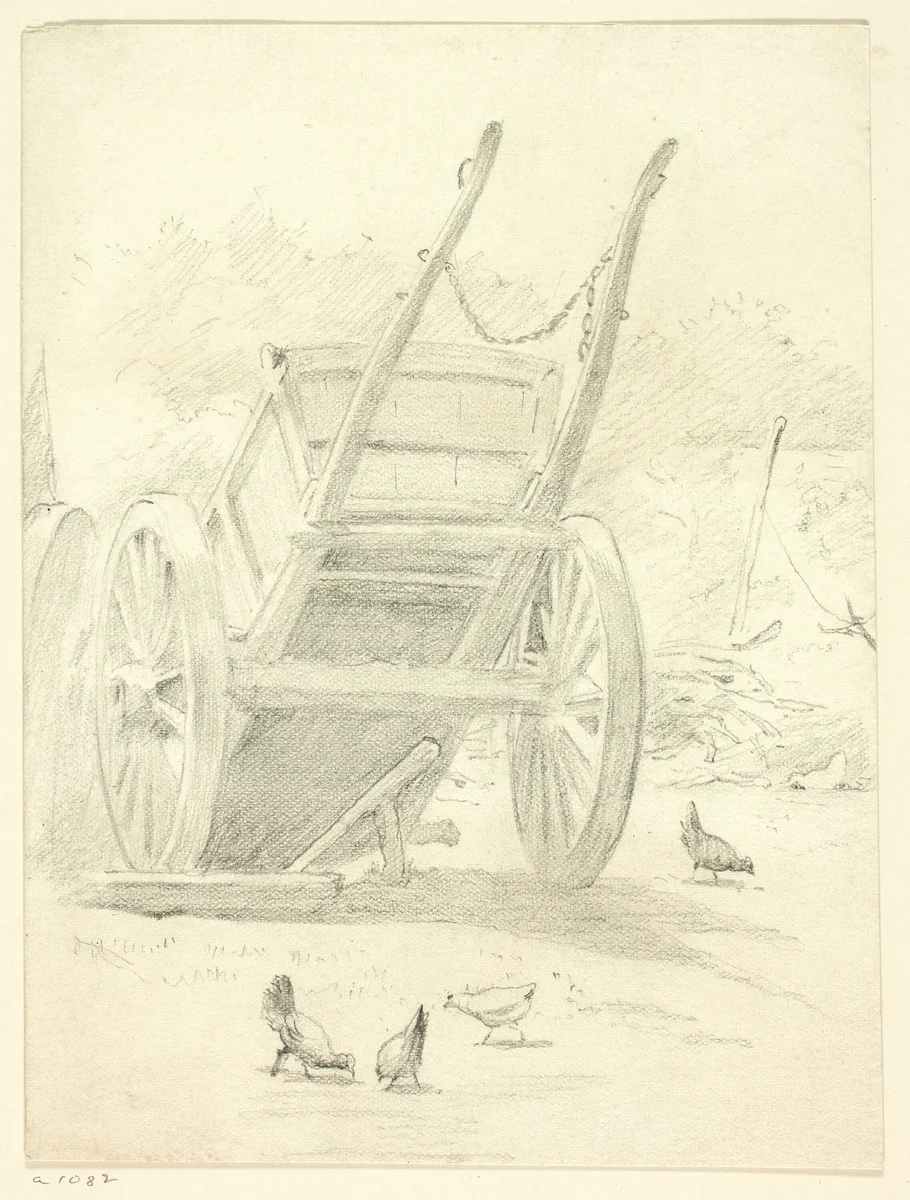 Wagon and Poultry by Henry Stacy Marks, drawing, 1849-1898