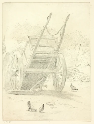 Wagon and Poultry by Henry Stacy Marks, drawing, 1849-1898