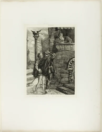 Owake! What Ho! Brabantio!plate 1 (act 1, scene 1) from Othello by Théodore Chassériau, print, 1844