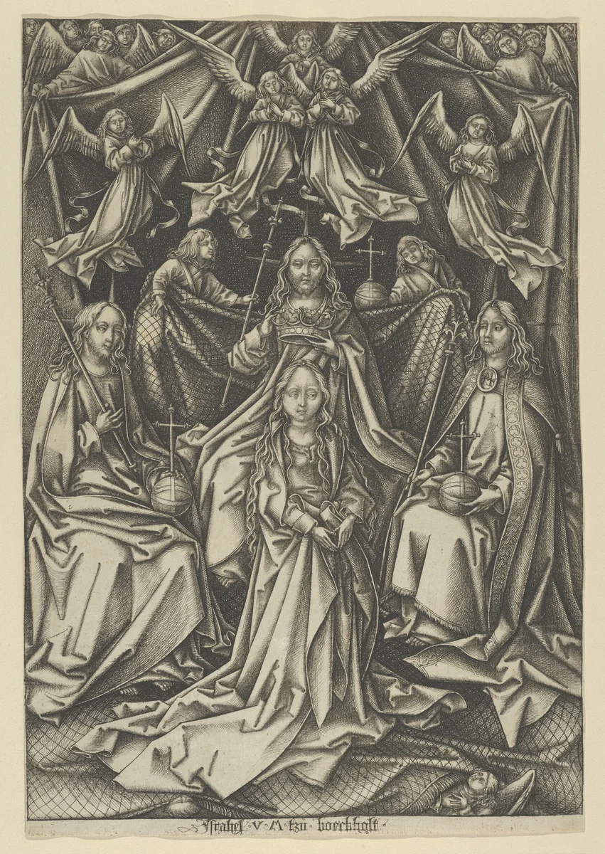 The Coronation of the Virgin, from The Life of the Virgin by Israhel van Meckenem, print, 1435-1503