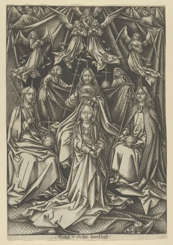 The Coronation of the Virgin, from The Life of the Virgin by Israhel van Meckenem, print, 1435-1503