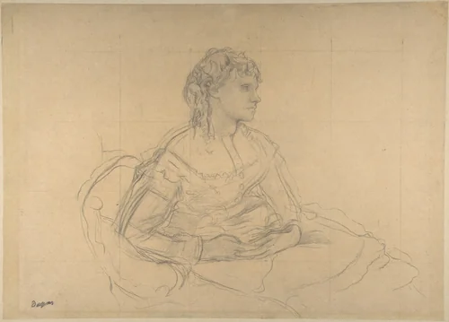 Study for “Madame Théodore Gobillard” (Yves Morisot) by Edgar Degas, drawing, 1869