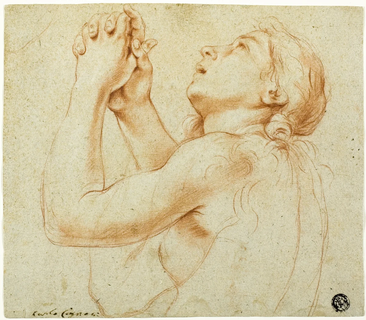 Praying Magdalene by Carlo Cignani, drawing, 1670-1679