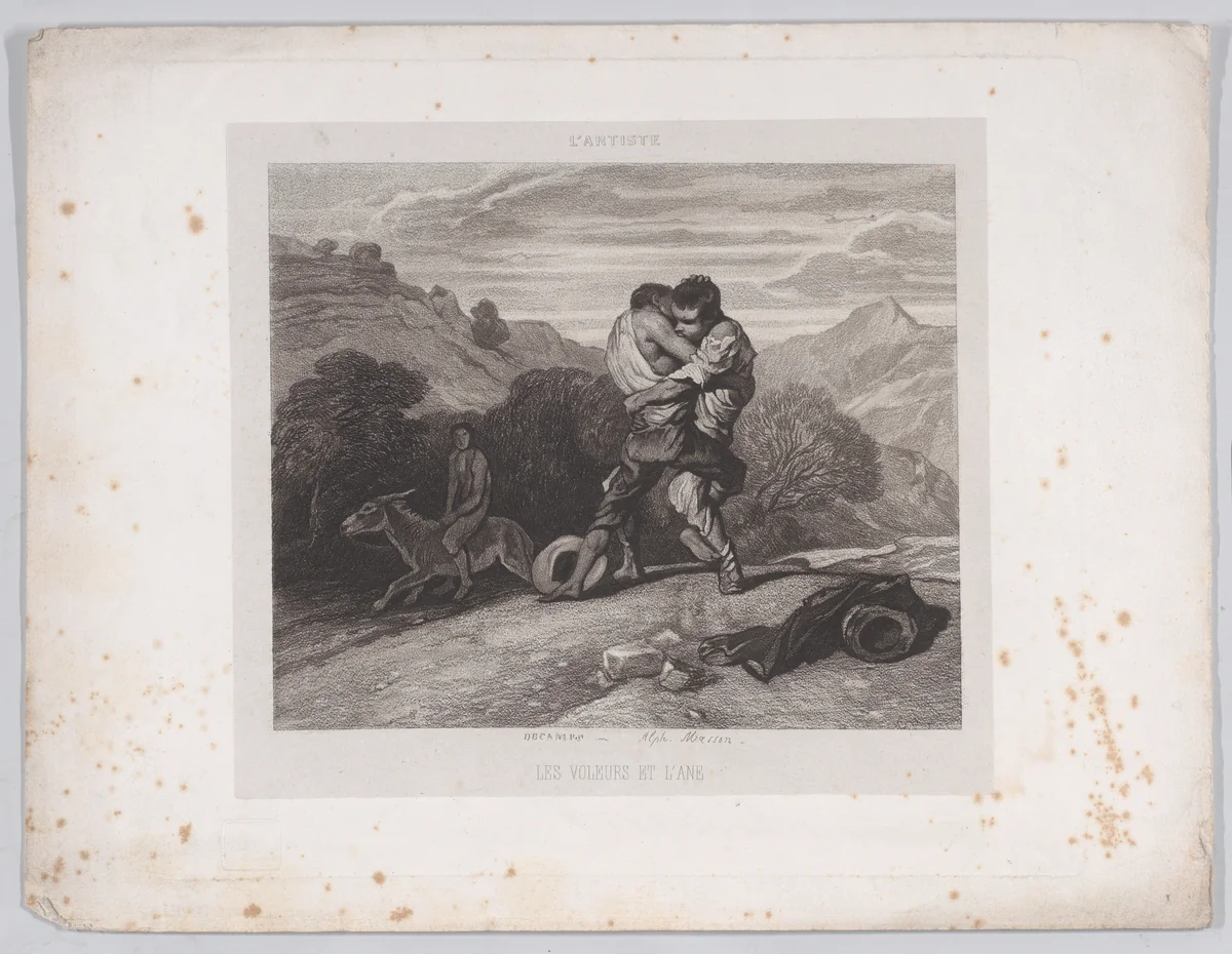 The Thieves and the Donkey, from "L'Artiste" by Alphonse-Charles Masson, print, 1844-1854