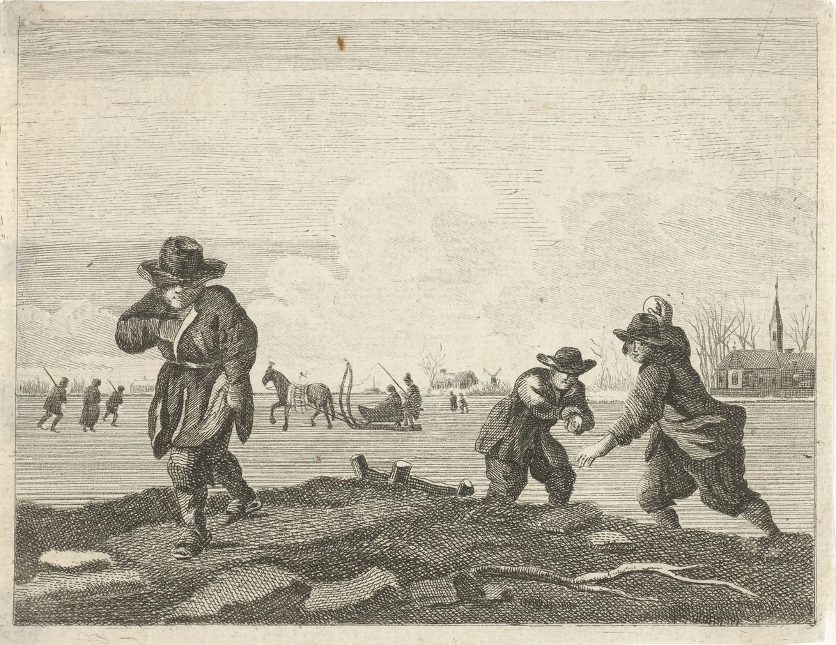 Sneeuwballengooiers by anonymous, print, 1745-1835