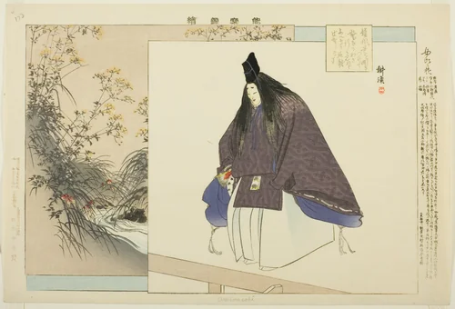 Ominameshi, from the series "Pictures of No Performances (Nogaku Zue)" by Tsukioka Kogyo, print, 1893-1903