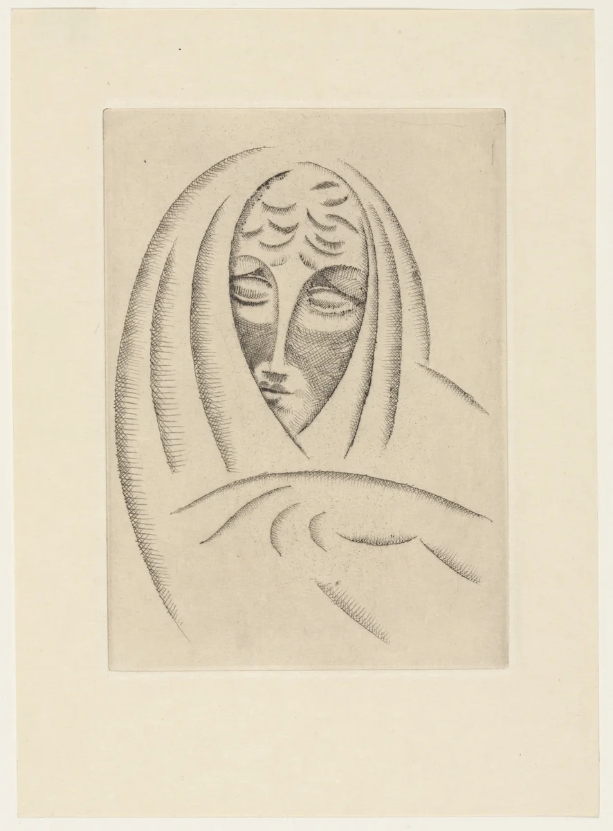 Female Head, Draped from The Drypoints of Elie Nadelman by Elie Nadelman, print, 1951