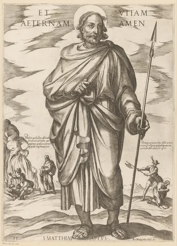 De heilige Mattias by Unknown, print, 1565-1630