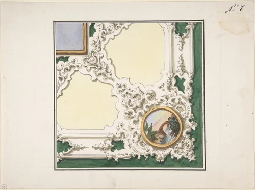 Design for Ceiling Decoration by anonymous, drawing, 1850-1870