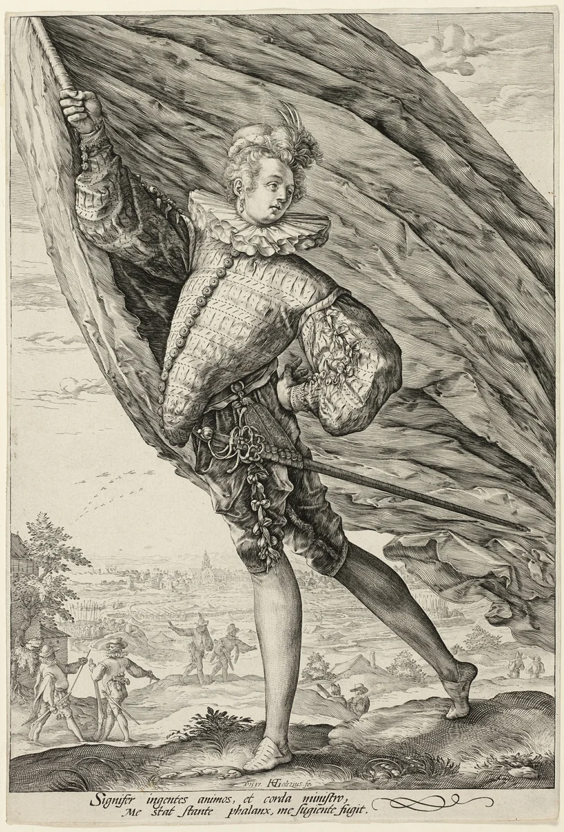 The Standard Bearer, Turned to Left by Hendrick Goltzius, print, 1587