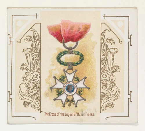 The Cross of the Legion of Honor, France, from the World's Decorations series (N44) for Allen & Ginter Cigarettes by Allen & Ginter, print, 1890