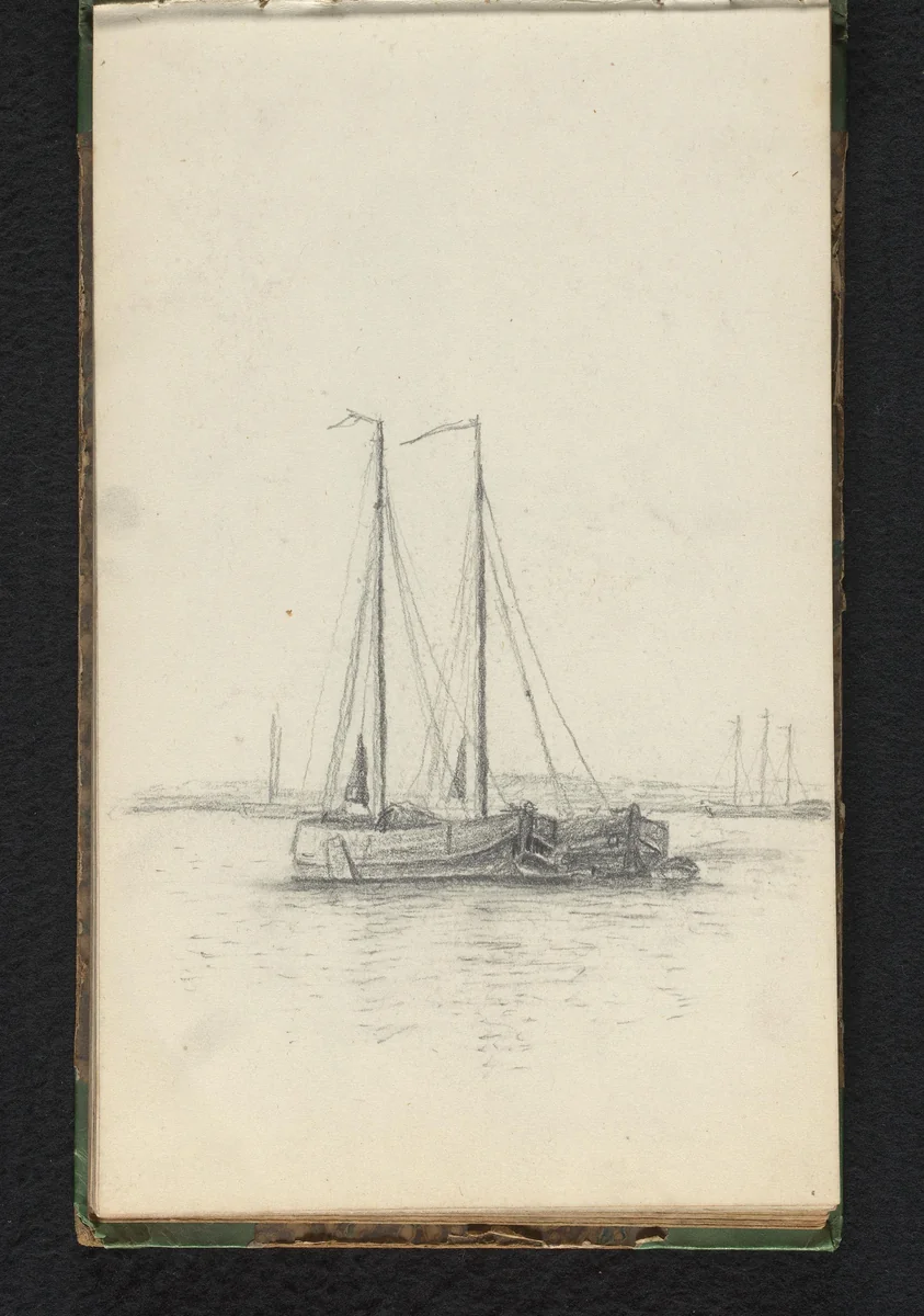 Boot op water by Jan Bedijs Tom, drawing, 1823-1894