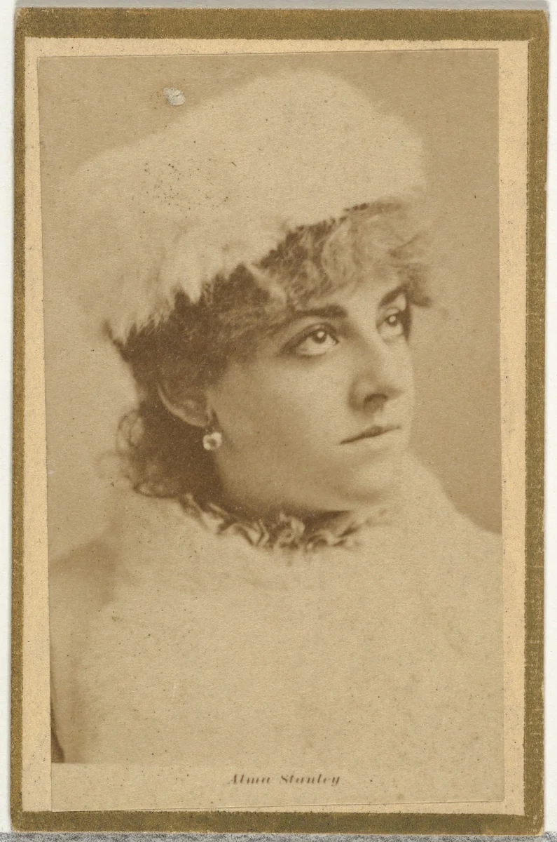 Alma Stanley, from the Actresses and Celebrities series (N60, Type 2) promoting Little Beauties Cigarettes for Allen & Ginter brand tobacco products by Allen & Ginter, photograph, 1887