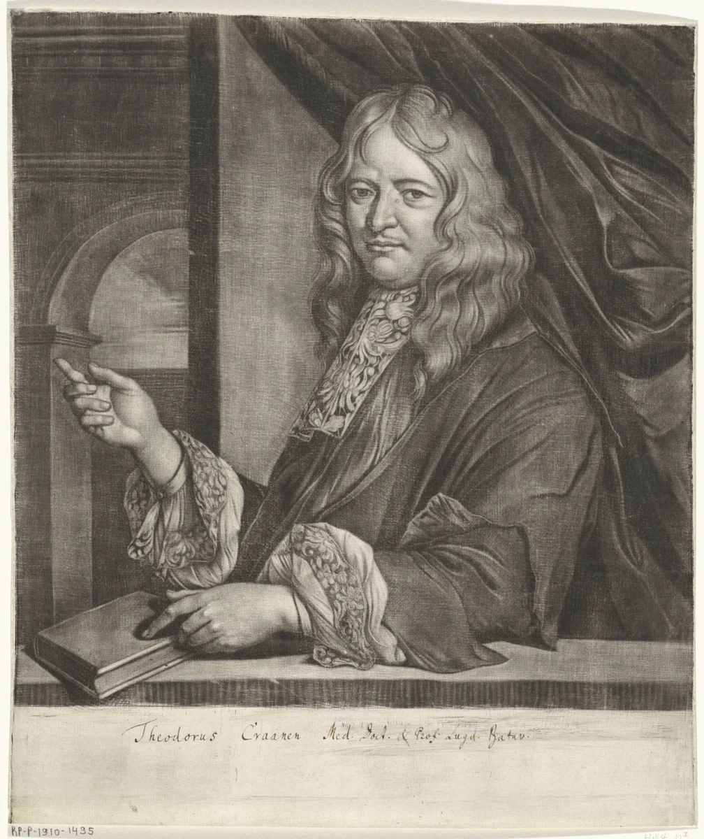 Portret van Theodorus Craanen by Jacob Toorenvliet, print, 1651-1719