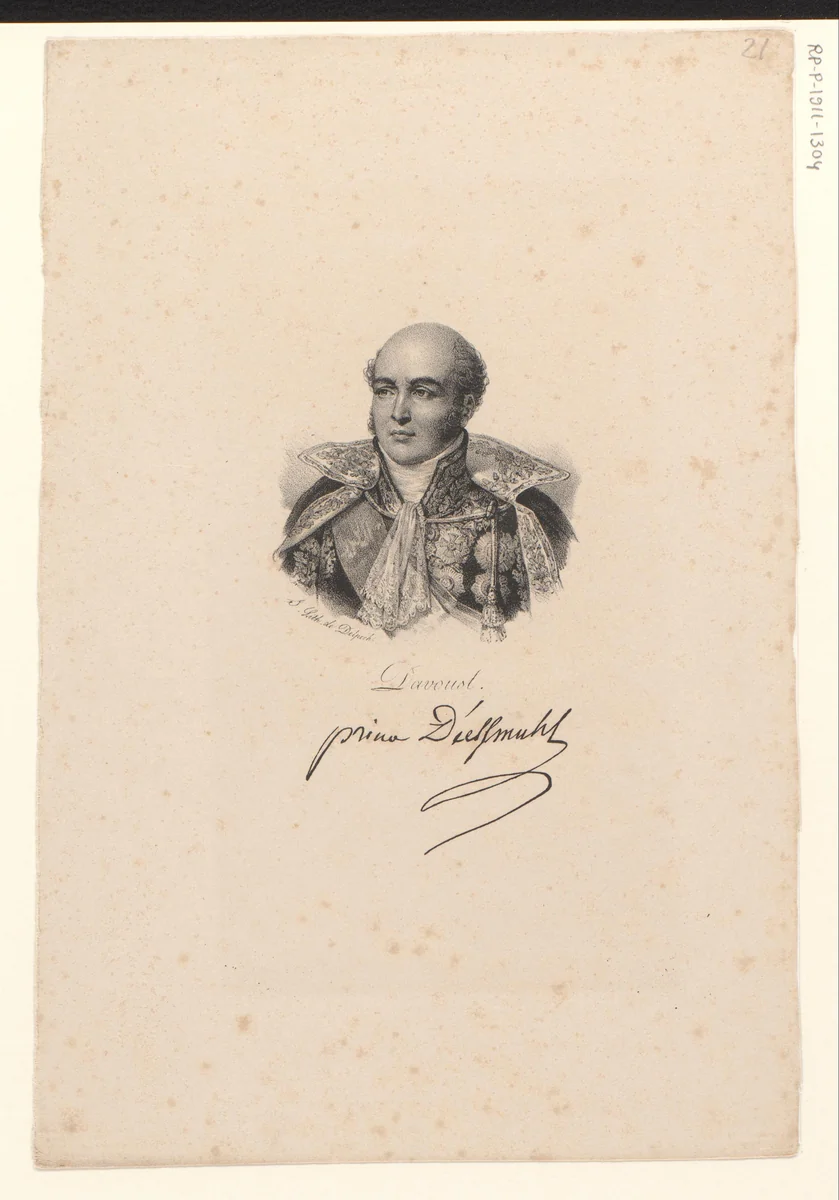 Portret van Louis Nicolas Davout by anonymous, print, 1818-1842