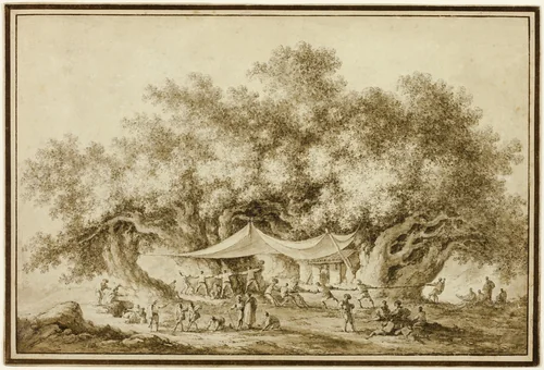 View of the Famous Chestnut Tree of Mount Etna, called Centum Cavalli by Claude-Louis Chatelet, drawing, 1774-1795