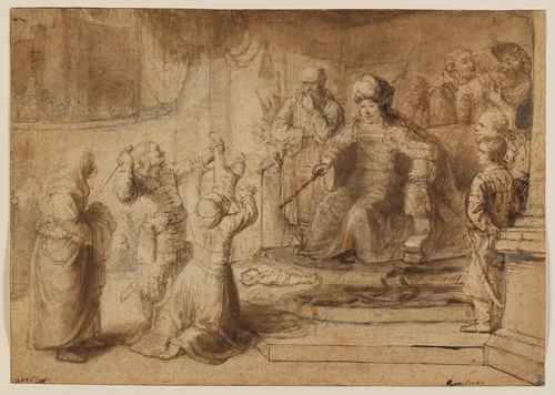 The Judgment of Solomon by Constantijn Daniel van Renesse, drawing, 1649-1650
