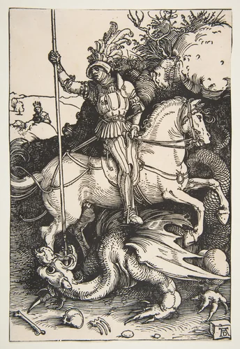 Saint George Slaying the Dragon by Albrecht Dürer, print, 1504-1505