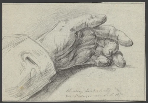 Hand liggend op tafel by Jean Bernard, drawing, 1830