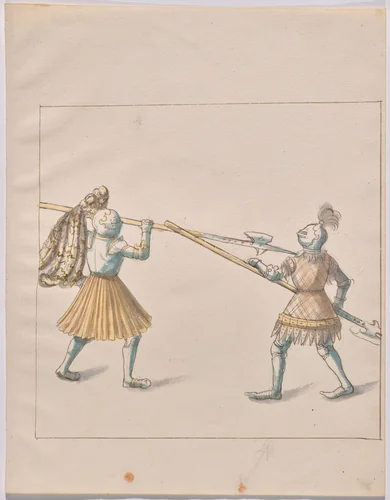 Foot Combat with Halberds by German 16th Century, drawing, 1515