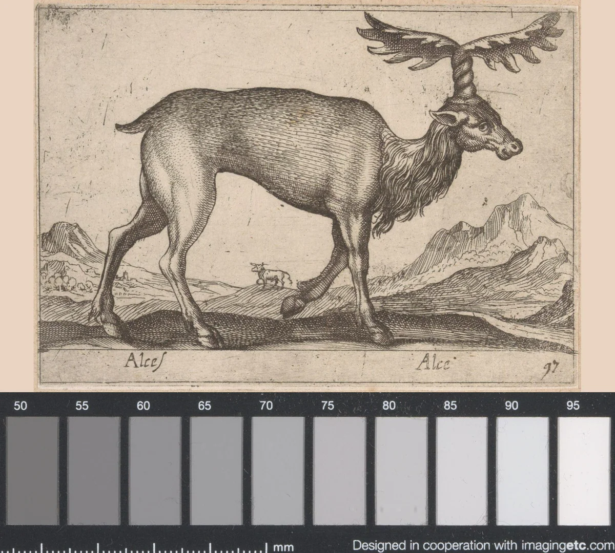 Eland met opgedraaid gewei by Antonio Tempesta, print, 1565-1630