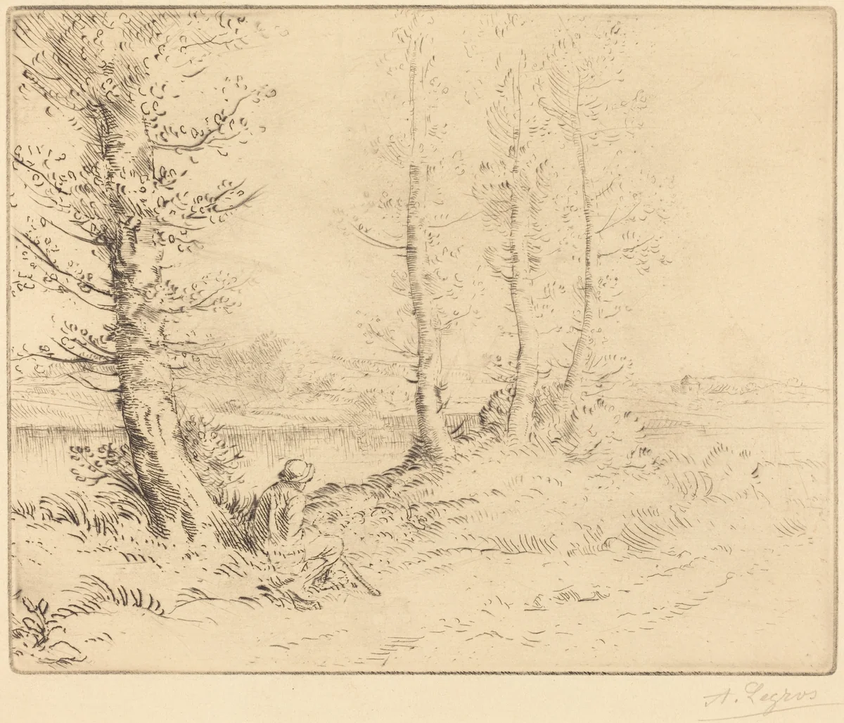 Along the River (Le long de la rive) by Alphonse Legros, print, 1837-1911