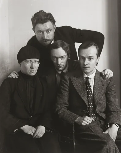 Proletarian Intellectuals [Else Schuler, Tristan Rémy, Franz Wilhelm Seiwert, Gerd Arntz] by August Sander, photograph, 1925