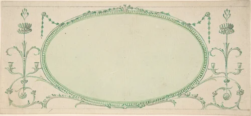 Design for a Mirror in the Form of a Horizontal Oval, Elevation by James Wyatt, drawing, 1766-1813