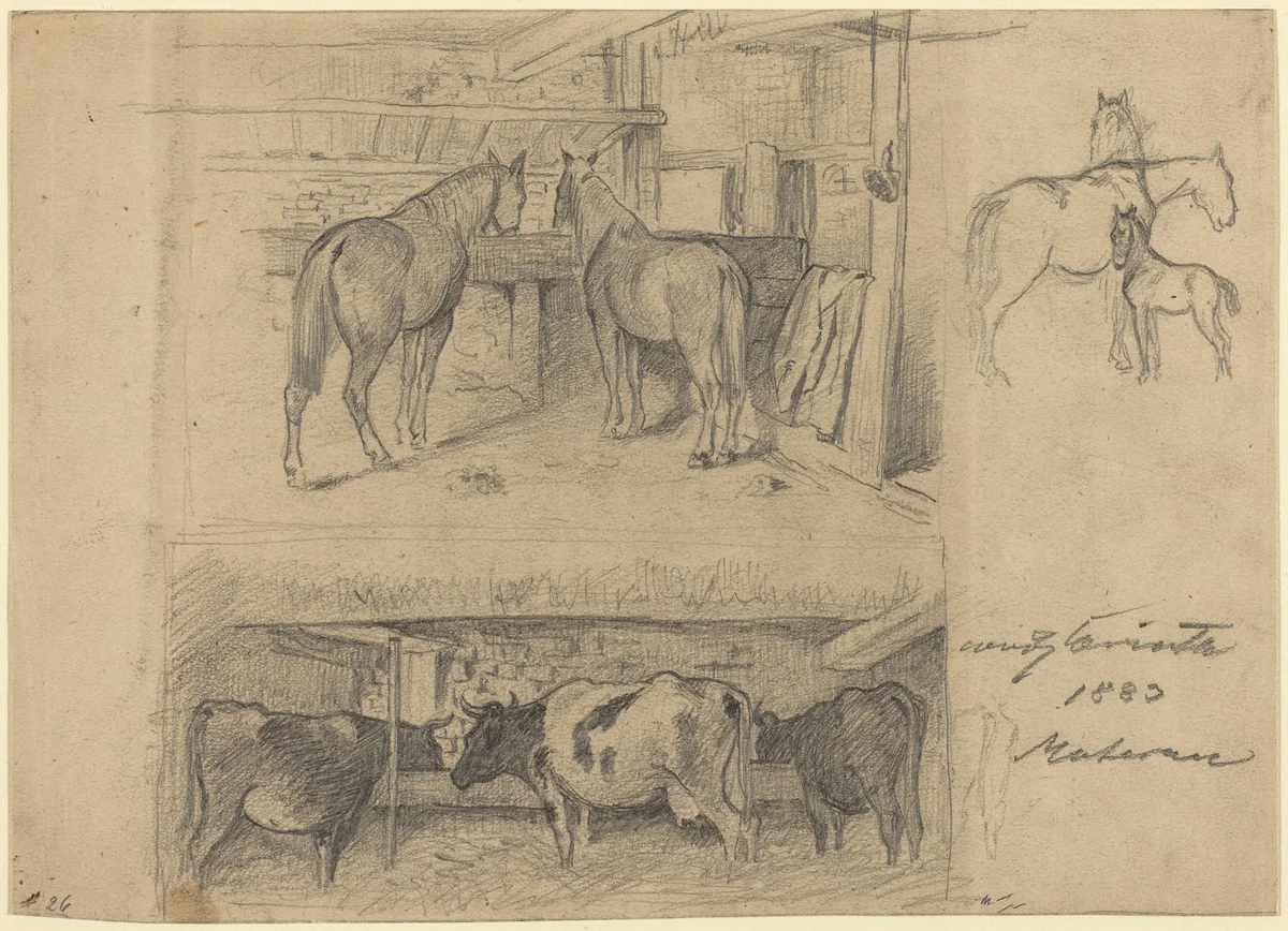 The Barn by Lovis Corinth, drawing, 1883