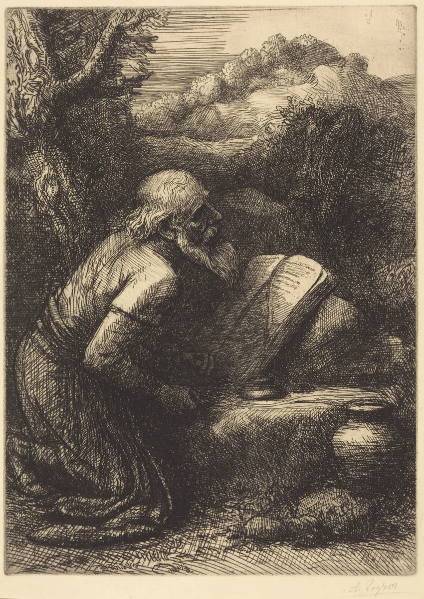 Saint Jerome, 2nd plate by Alphonse Legros, print, 1837-1911