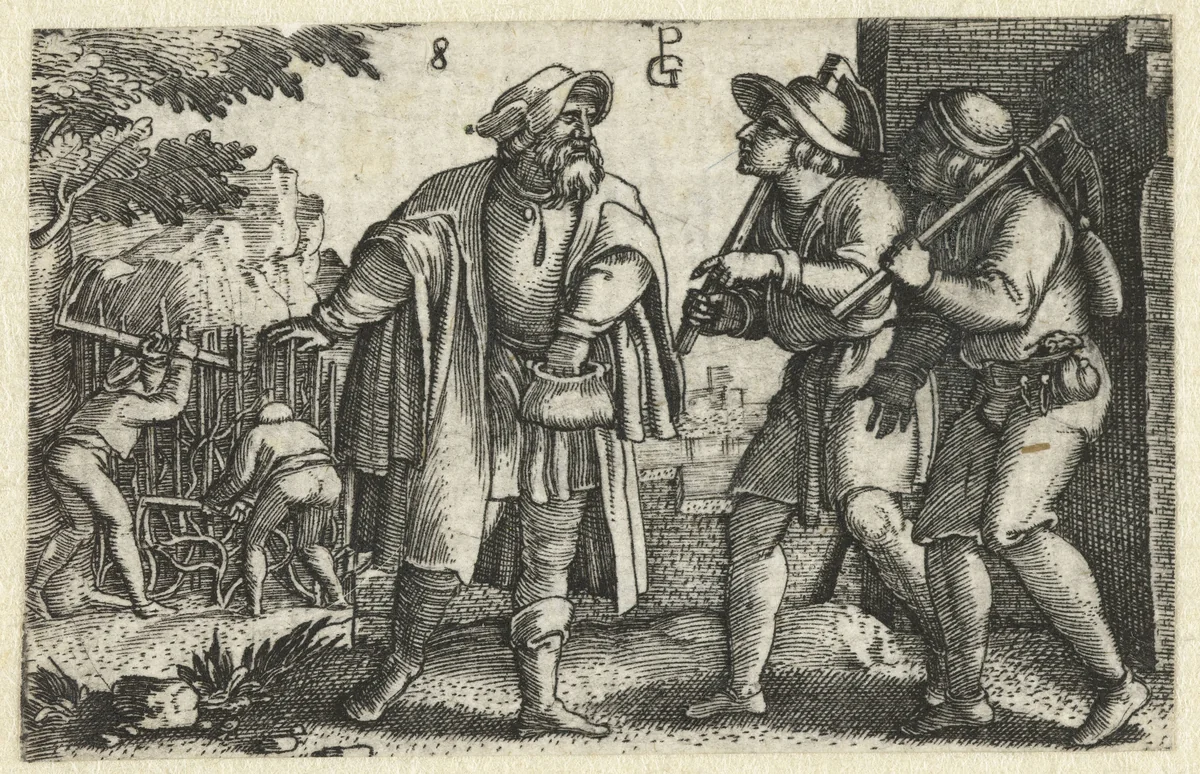 Parabel van de arbeiders in de wijngaard by Unknown, print, 1534-1535