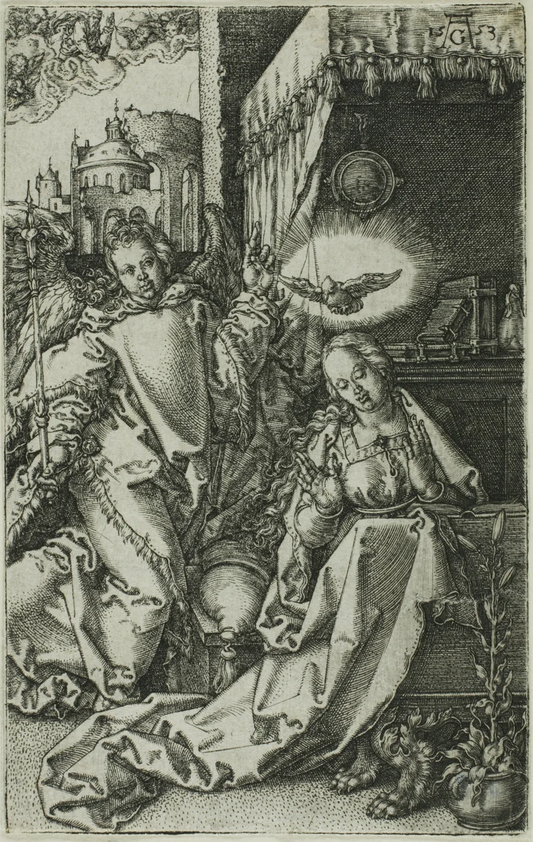 The Annunciation by Heinrich Aldegrever, print, 1553