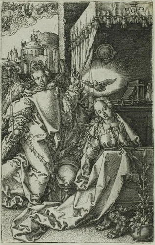 The Annunciation by Heinrich Aldegrever, print, 1553