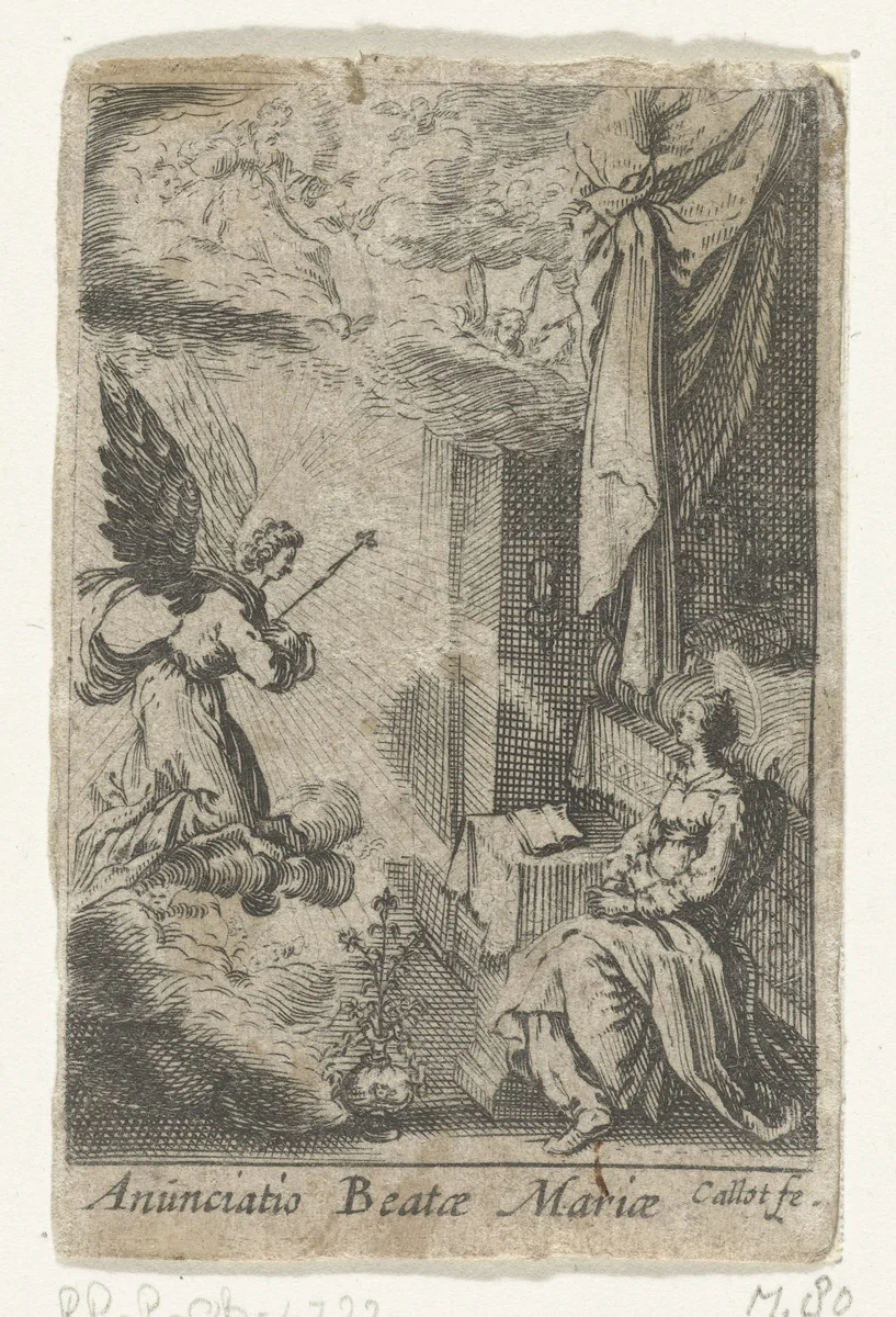 Annunciatie by anonymous, print, 1633-1670