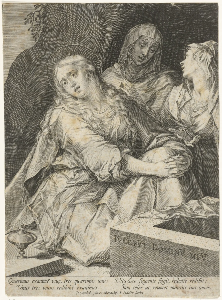Heilige vrouwen bij het graf by Unknown, print, 1588-1595