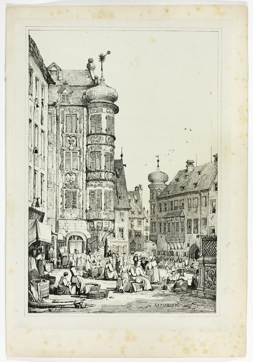 Ratisbonne, from Facsimiles of Sketches made in Flanders and Germany by Samuel Prout, print, 1833