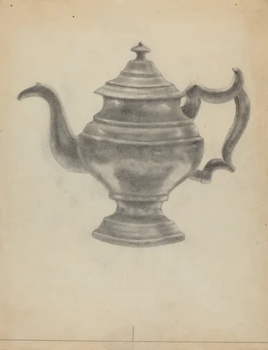 Pewter Teapot by Aaron Dermansky, index of american design, 1935-1942
