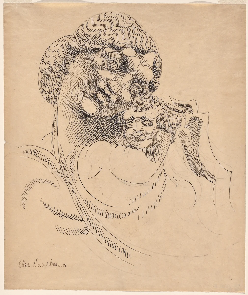 Mother and Child by Elie Nadelman, drawing, 1907