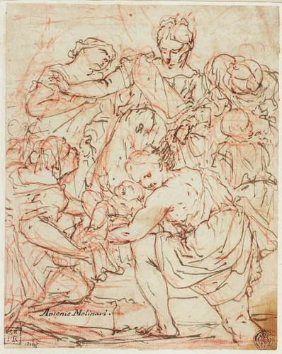 Finding of Moses by Antonio Molinari, drawing, 1685-1727