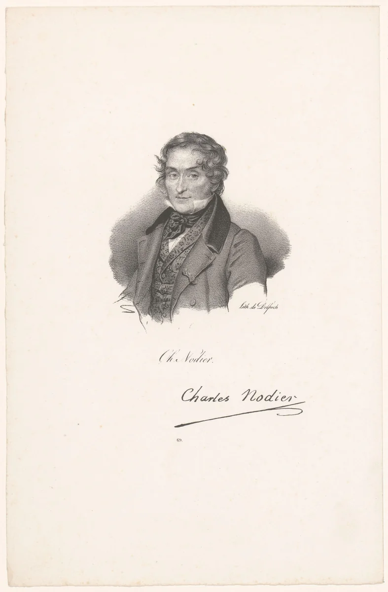 Portret van Charles Nodier by anonymous, print, 1818-1842