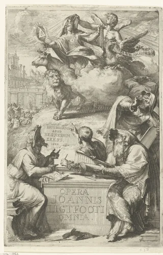 Titelprent voor 'Opera omnia' van John Lightfoot by Romeyn de Hooghe, print, 1686