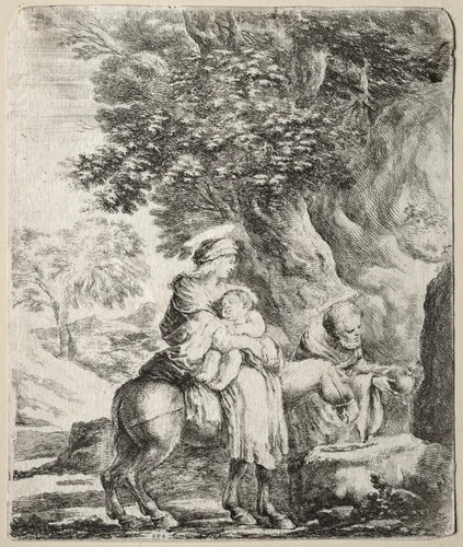 Flight into Egypt by Stefano della Bella, print, 1657-1667